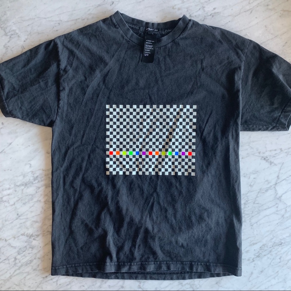 Vintage Strike oil rainbow checkered t-shirt